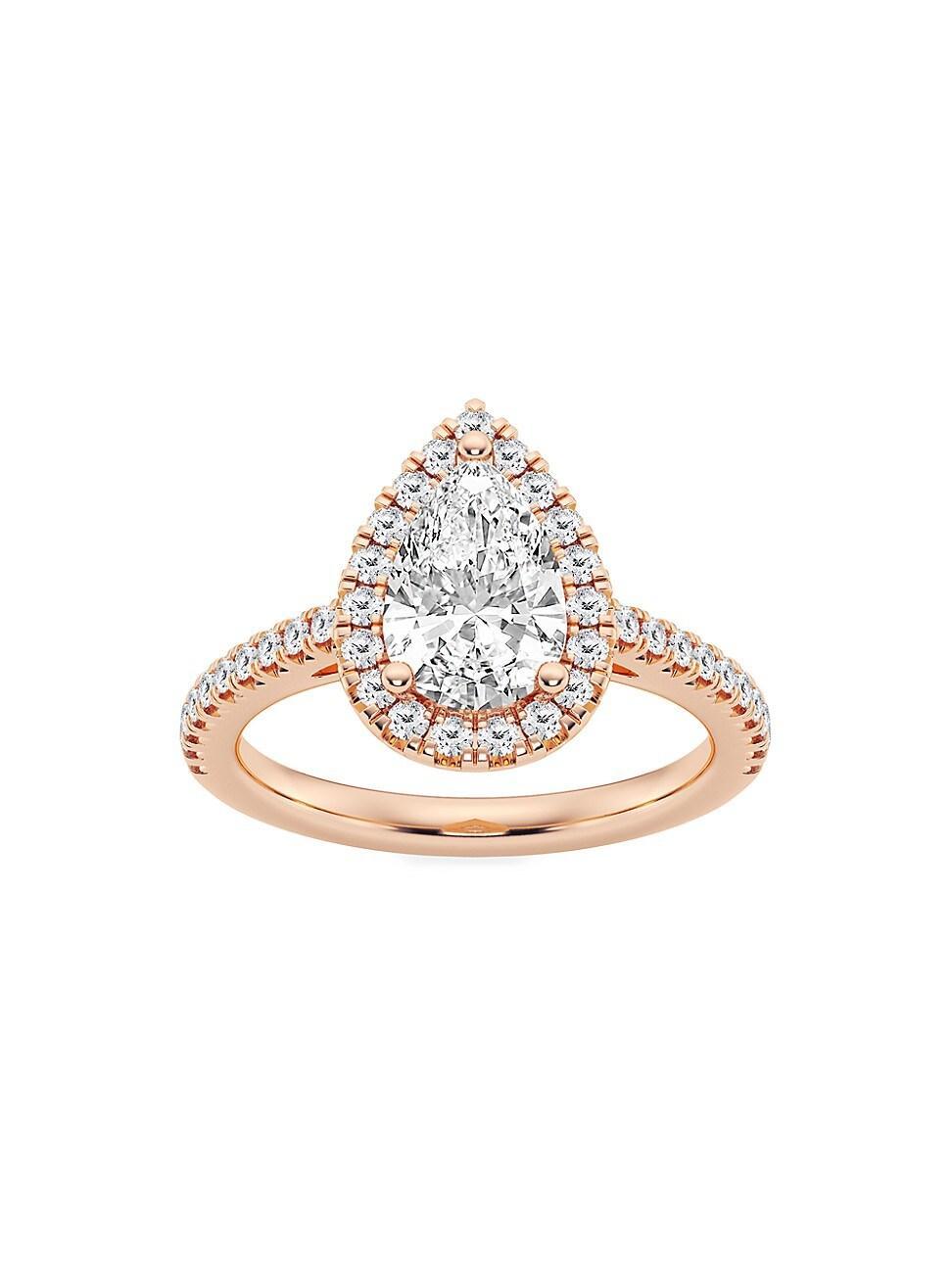 Womens 14K Rose Gold & Pear-Cut Lab-Grown Diamond Halo Ring/1.30-3.60 TCW Product Image