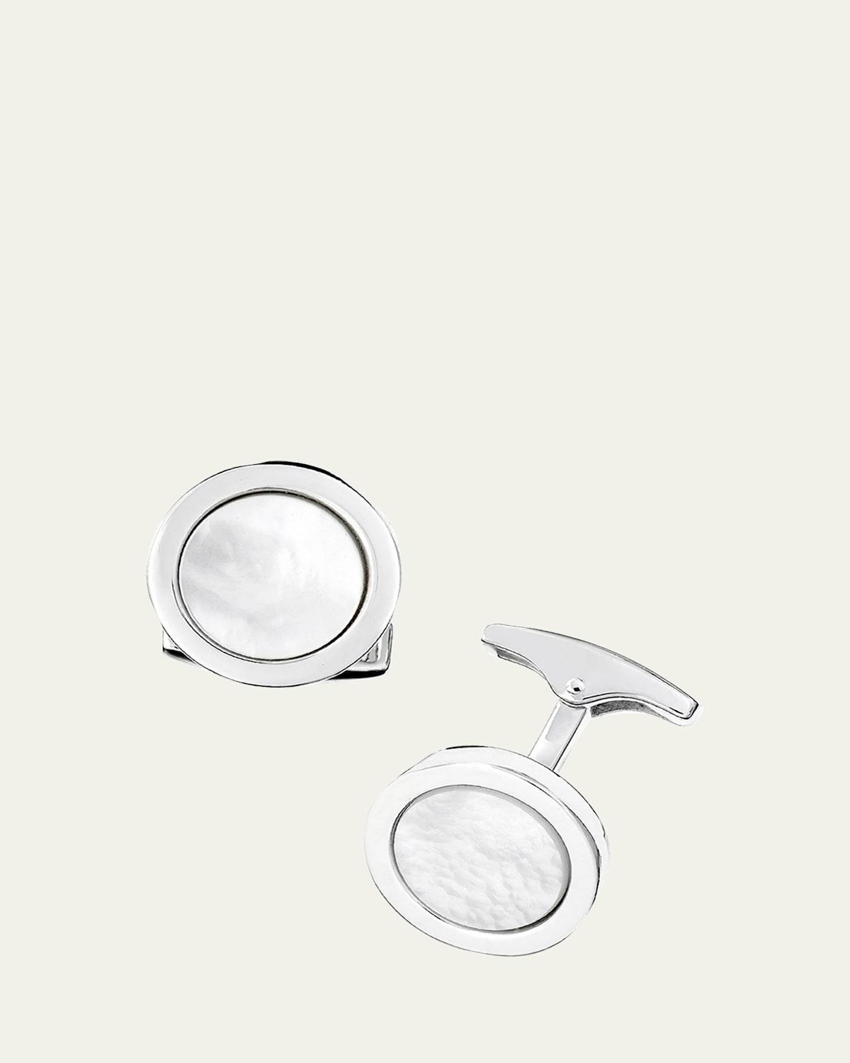 Jan Leslie Men's 925 Round Mother-of-Pearl Cufflinks Product Image