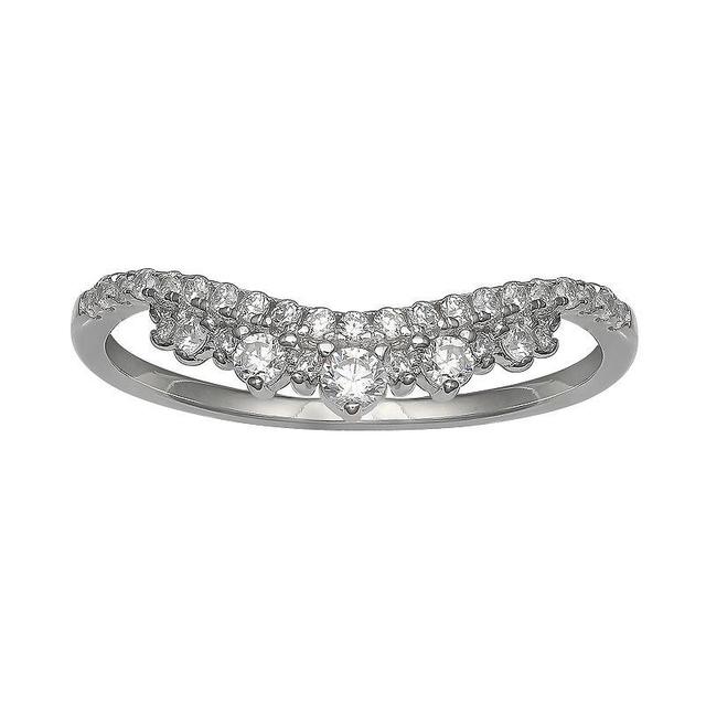 PRIMROSE Sterling Silver Cubic Zirconia Curve Ring, Womens Product Image