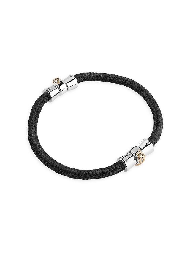 Mens pico Large Sterling Silver & Black Cord Bracelet Product Image