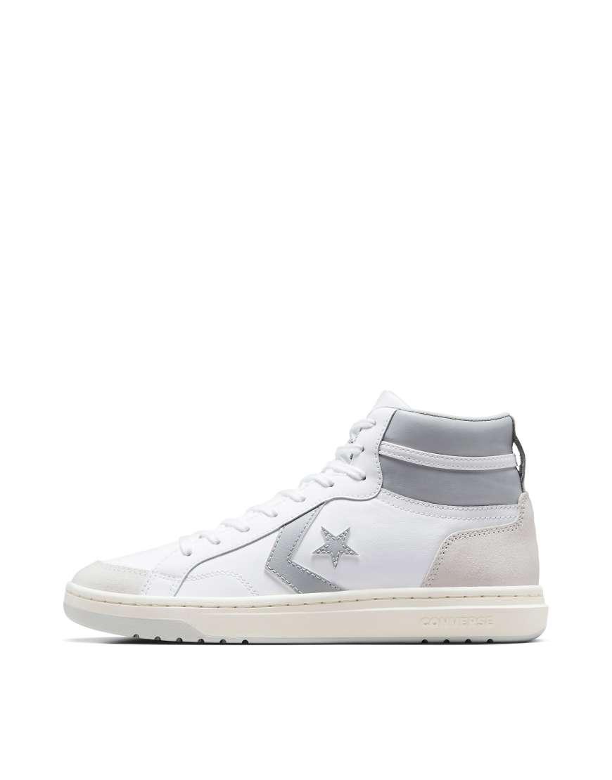 Converse Pro Blaze Classic Mens Leather Sneakers White Ash Grey Product Image