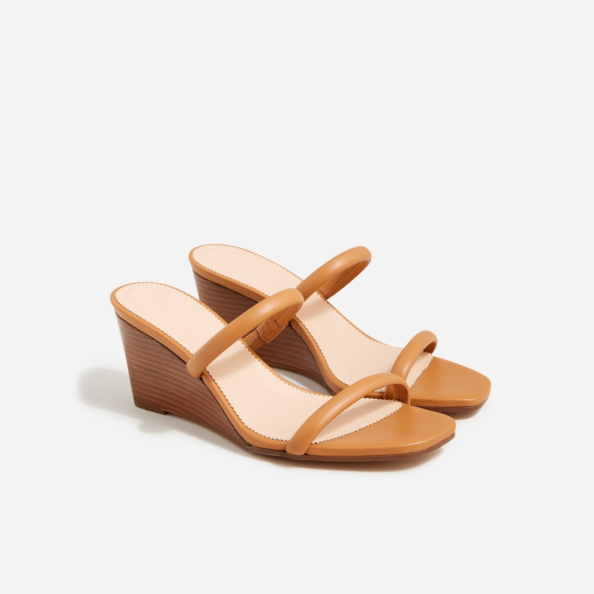 Double-strap stacked wedges in leather product image