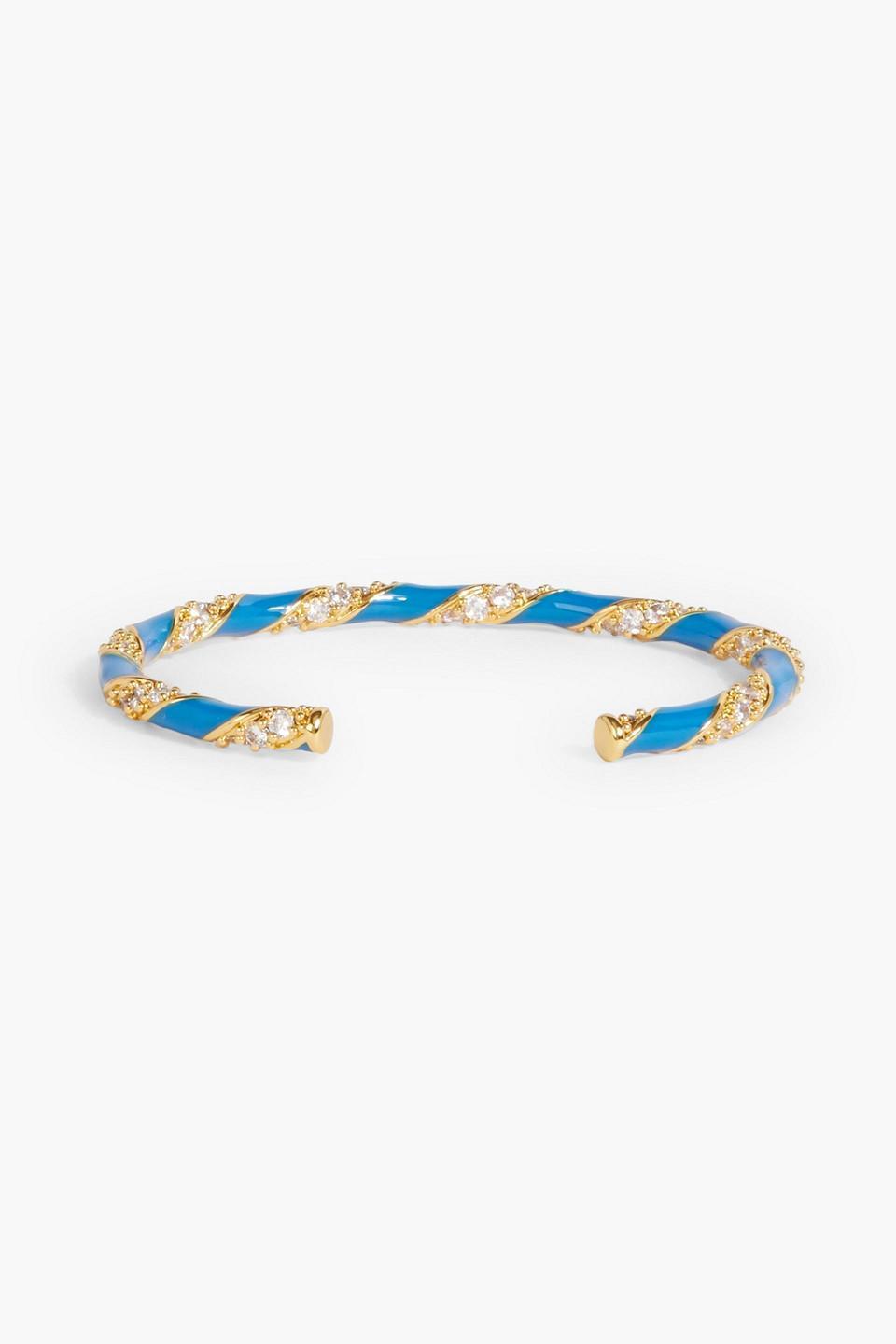 Gold-tone, Crystal And Enamel Bangle In Cobalt Blue Product Image