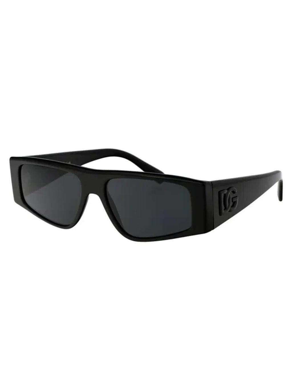 Dolce And Gabbana Dark Grey Rectangular Men's Sunglasses Dg4453 501/87 55 In Black / Dark / Grey Product Image