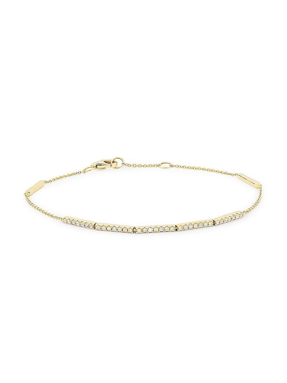 Womens 14K Yellow Gold & 0.23 TCW Diamond Bar Chain Bracelet Product Image