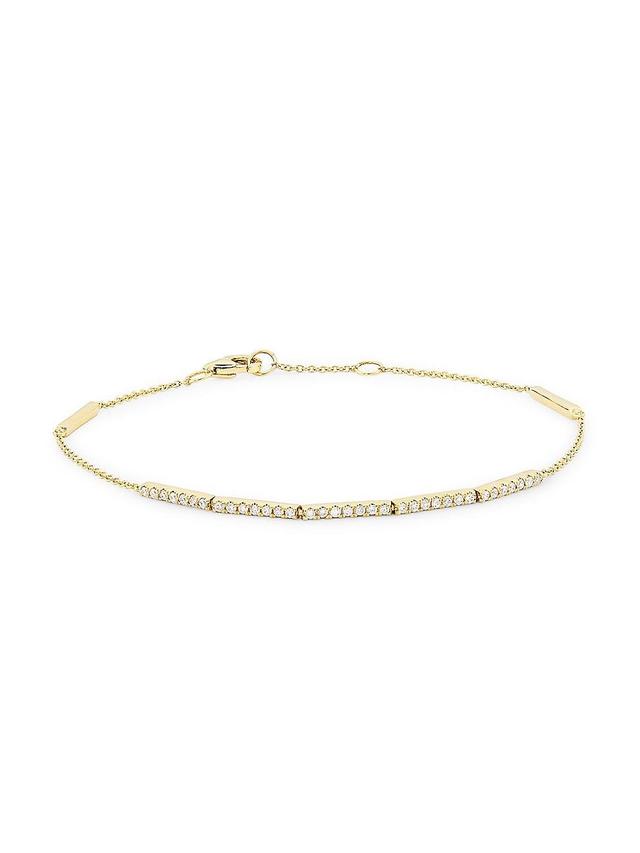 Womens 14K Yellow Gold & 0.23 TCW Diamond Bar Chain Bracelet Product Image