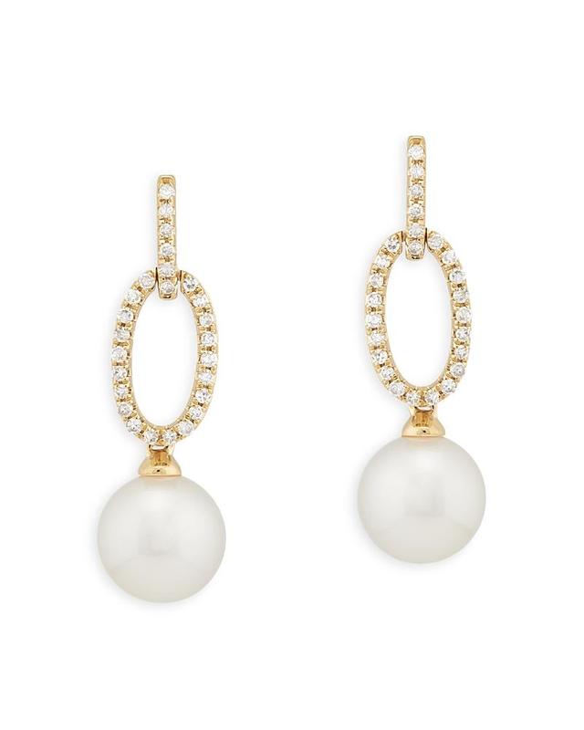 Bloomingdale's 14K Yellow Gold Cultured Freshwater Pearl & Diamond Drop Earrings, 0.17 ct. t.w. - 100% Exclusive - Female Product Image