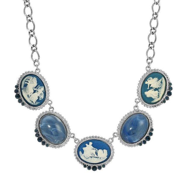 1928 Oval Cameo Collar Necklace, Womens, Blue Product Image