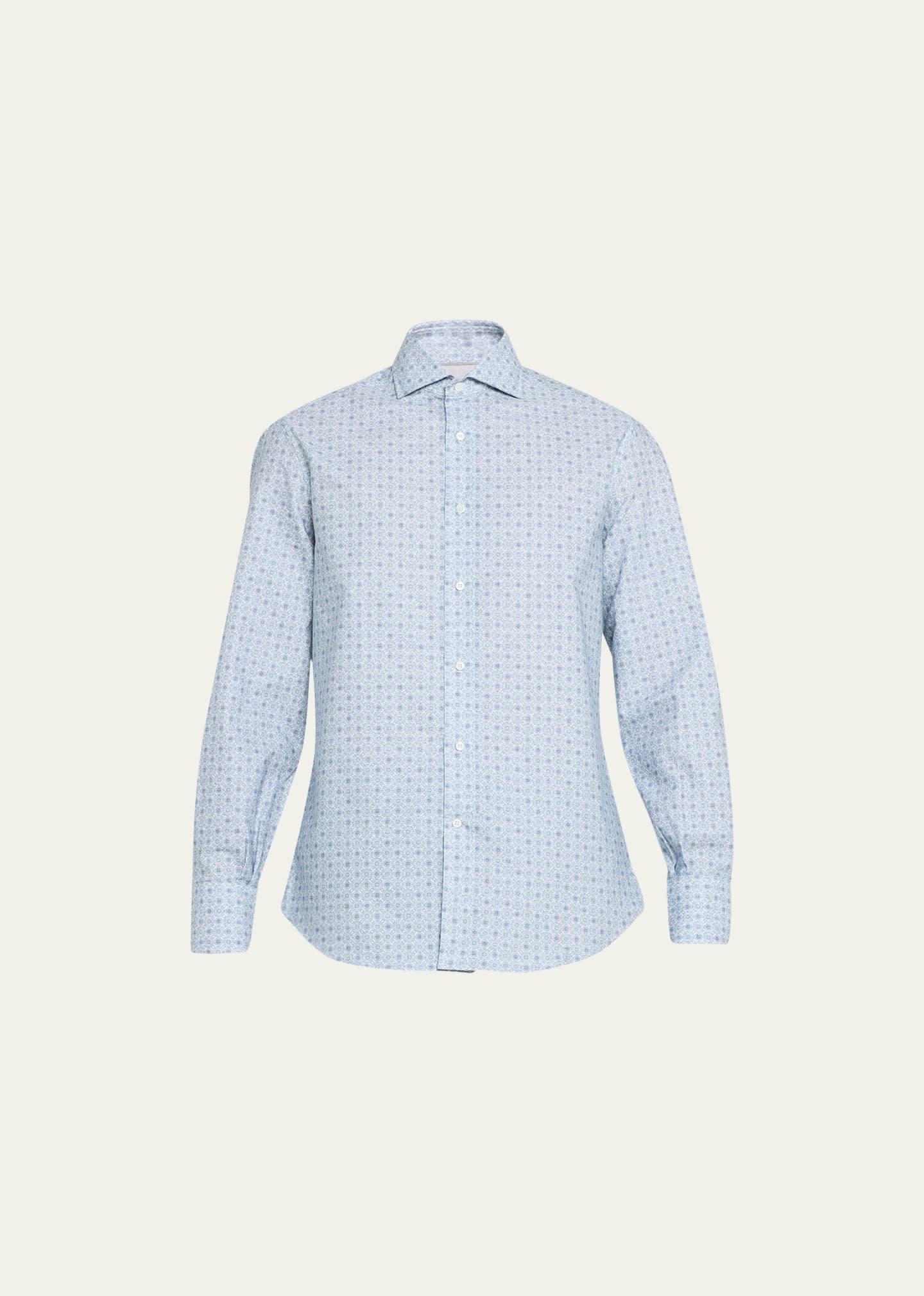 Mens Geometric-Print Button-Down Shirt Product Image