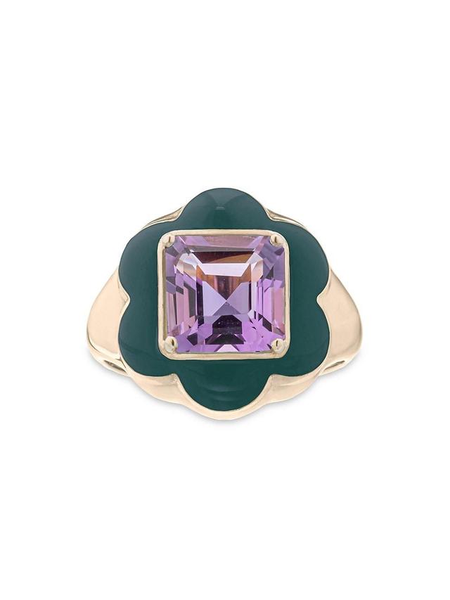 Womens Give Them Flowers Goldtone,Enamel & Amethyst Ring Product Image