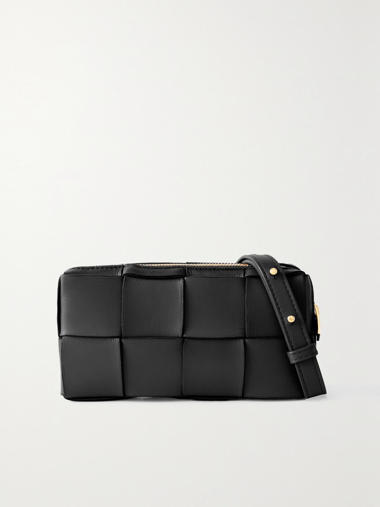 BOTTEGA VENETA Mini Cassette Intrecciato Leather Shoulder Bag In Black Product Image