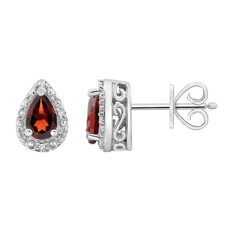 Gemstone and Diamond Accent Stud Earrings in Sterling Silver Product Image