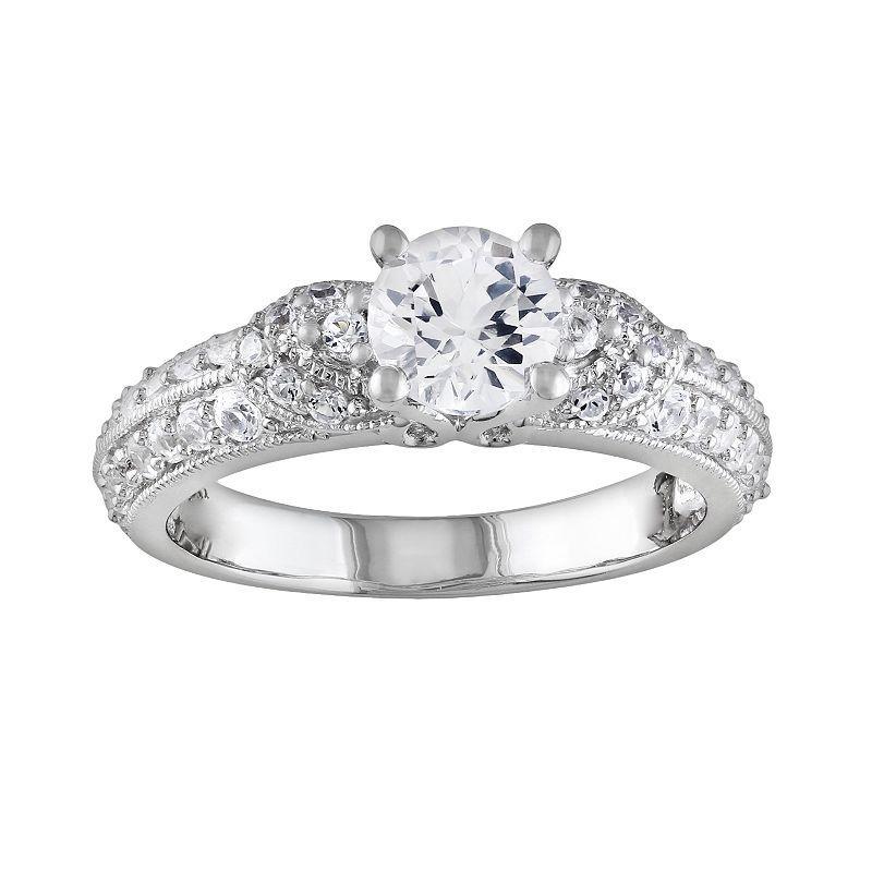 Stella Grace Sterling Silver Lab-Created White Sapphire Tiered Ring, Womens Product Image