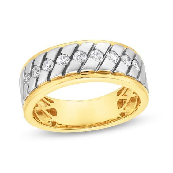 Men's 1/2 CT. T.w. Diamond Woven Band in 10K Two-Toned Gold Product Image