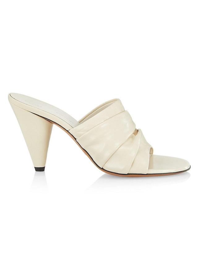 Womens 85MM Gathered Leather Cone-Heel Mules Product Image