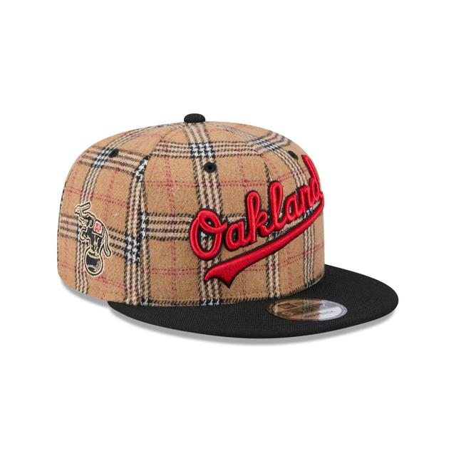 Oakland Athletics Tan Tartan 9FIFTY Snapback Hat Male Product Image