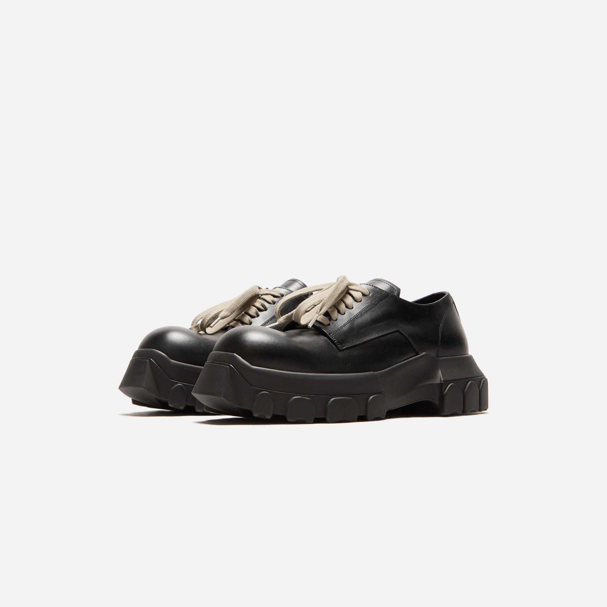 Rick Owens Laceup Bozo Tractor - Black /Black Scarpe in Pelle Male Product Image