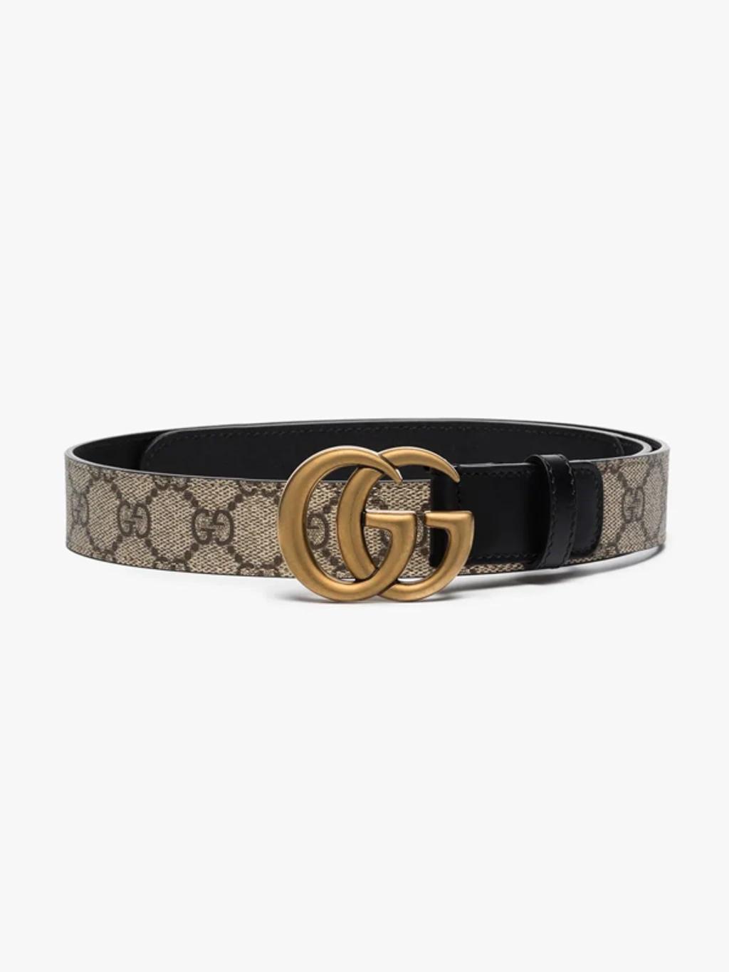 Leather-trimmed Printed Coated-canvas Belt In Black Product Image