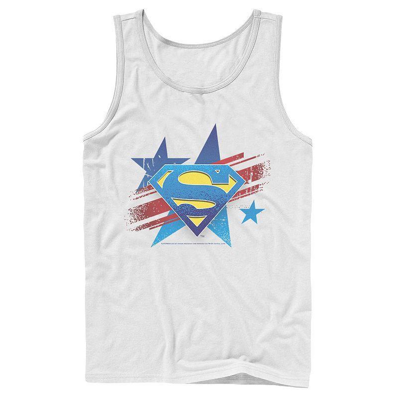 Mens DC Comics Superman Stars And Stripes Chest Logo Tank Top Grey Product Image