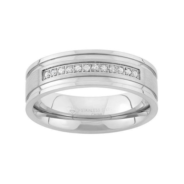 1/6 Carat T.W. Stainless Steel Wedding Band - Men, Mens Grey Product Image