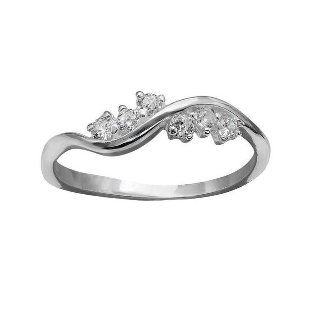 PRIMROSE Sterling Silver Cubic Zirconia Wave Ring, Womens Product Image