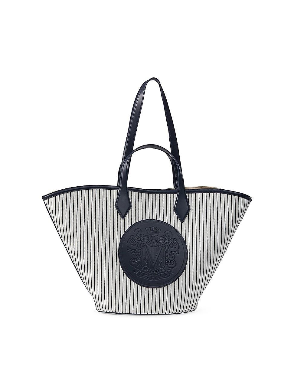 Womens Crest Striped Canvas Tote Bag Product Image