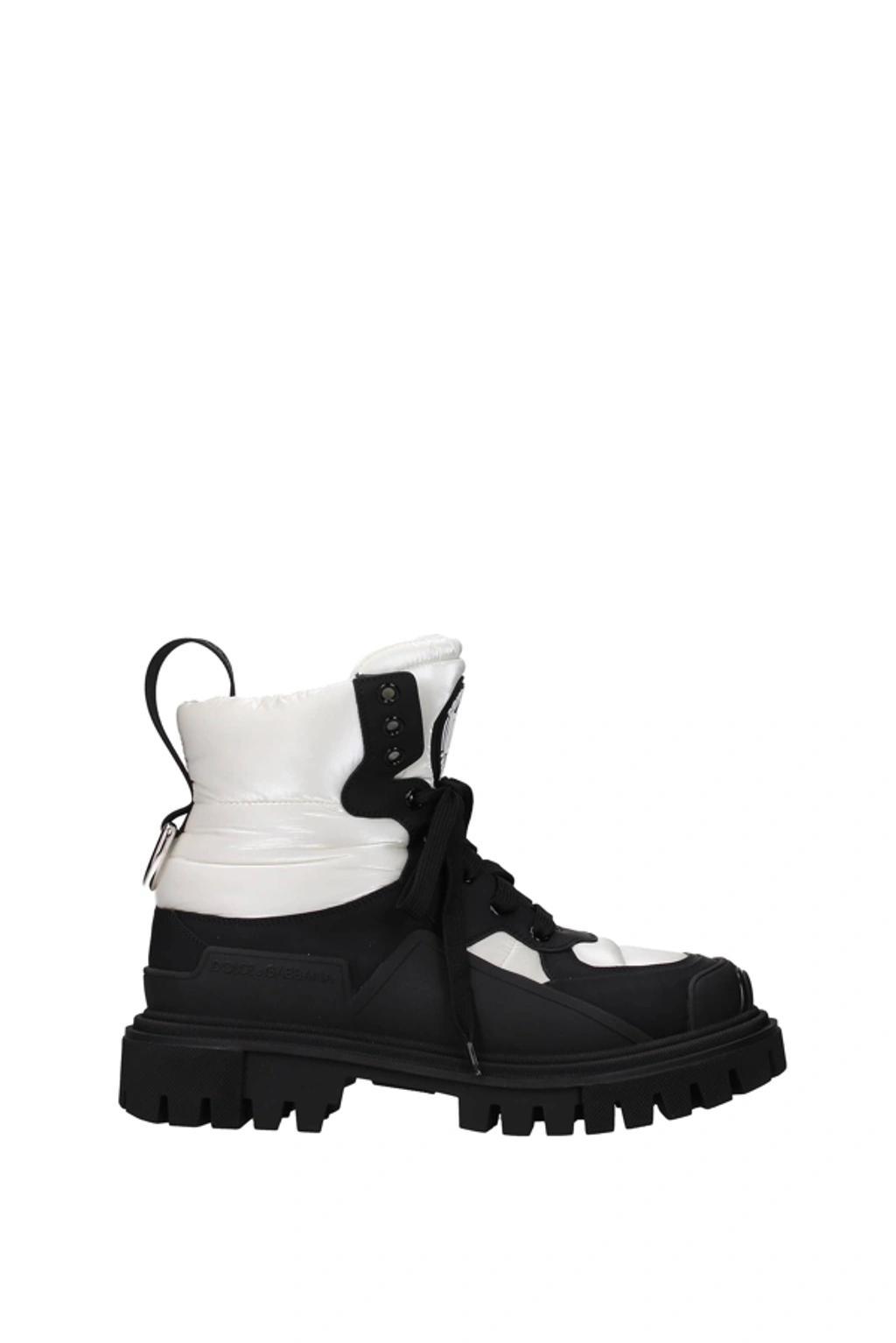 Trekking Boots In Nylon And Leather In Bianco Nero Product Image