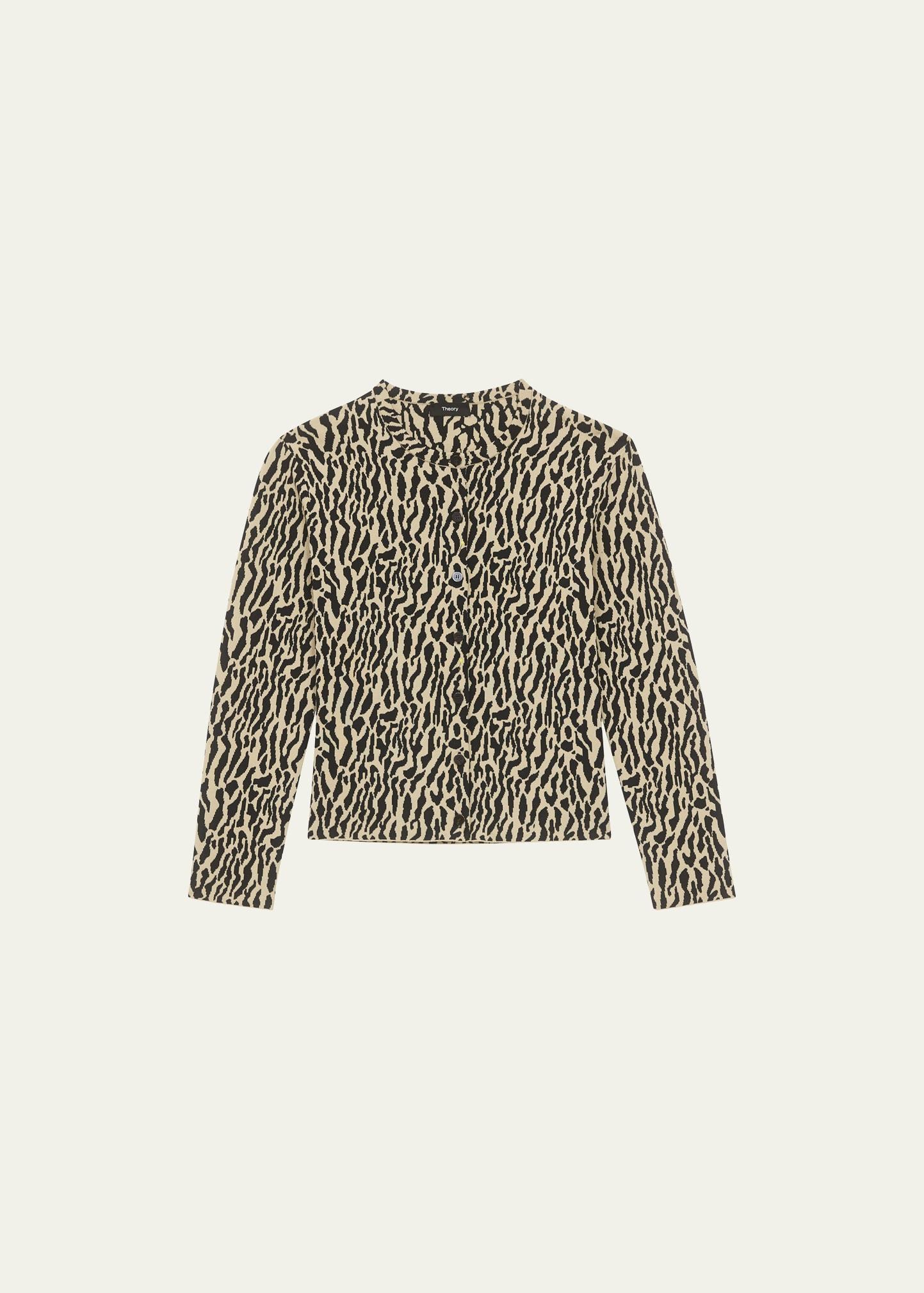 Womens Animal-Print Jacquard Cotton Cardigan Product Image