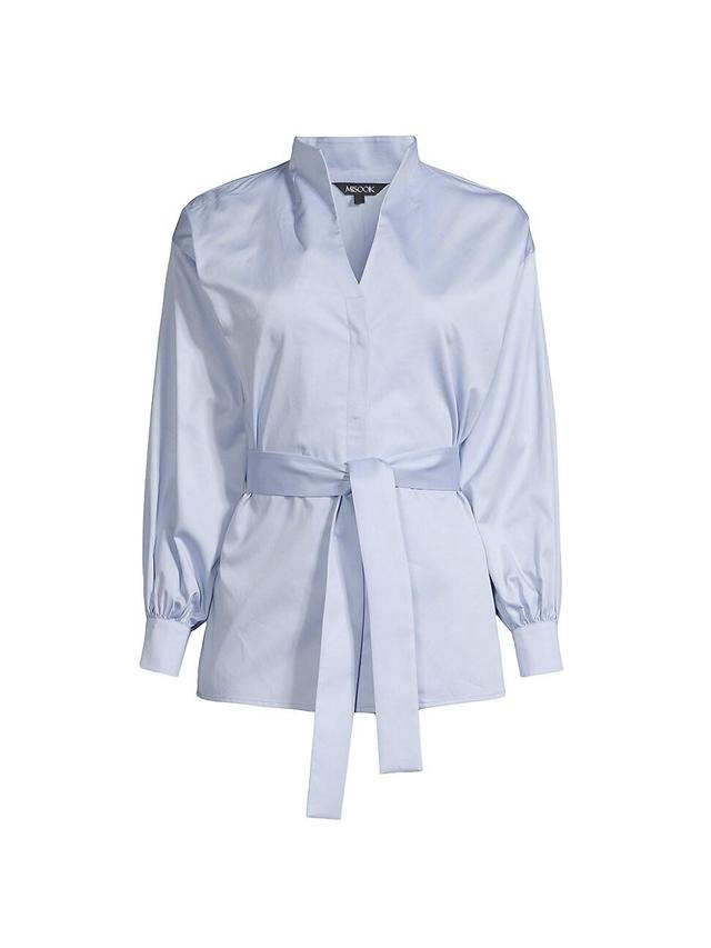 Womens Belted Cotton Poplin Top Product Image