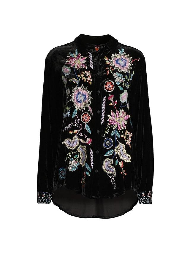 Womens Pacifica Embroidered Velvet Shirt Product Image