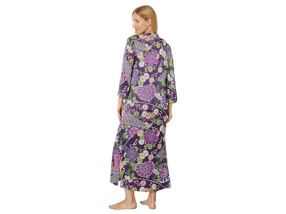 N by Natori Satin Floral 34 Sleeve Split V Product Image