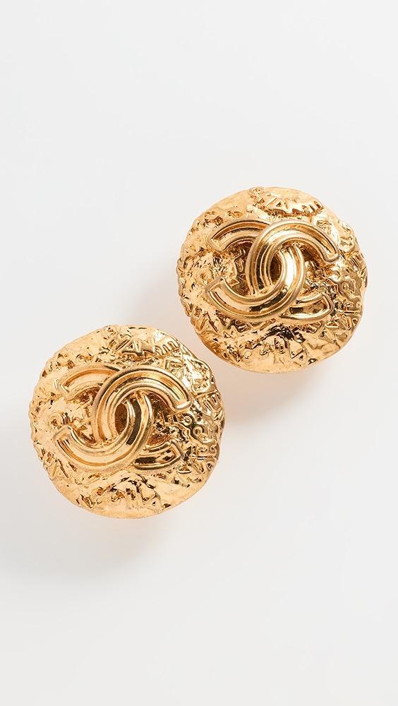 What Goes Around Comes Around Chanel Gold C Round Earrings | Shopbop Product Image