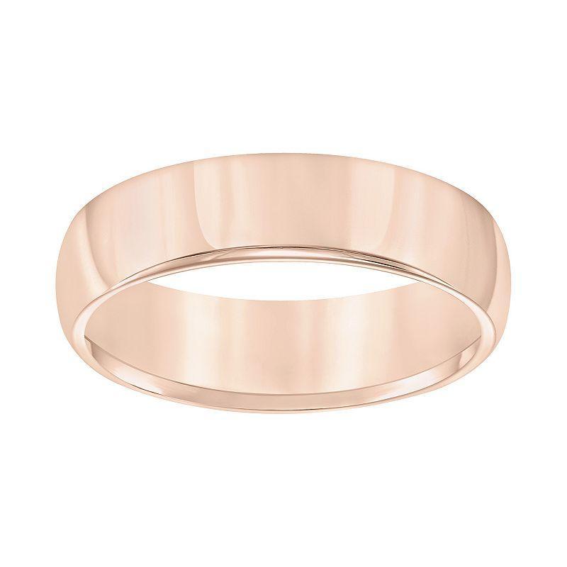 AXL Mens Rose Gold Tone Tungsten Carbide 6 mm Domed Wedding Band Pink Tone Product Image