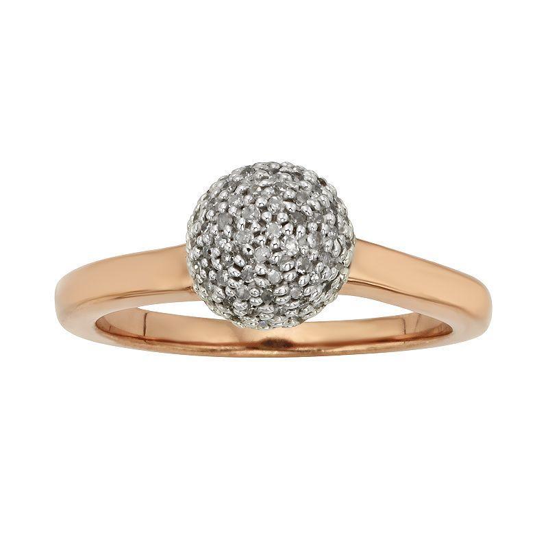 Jewelexcess Pink Rhodium-Plated Sterling Silver 1/4-ct. T.W. Diamond Ball Ring, Womens White Product Image