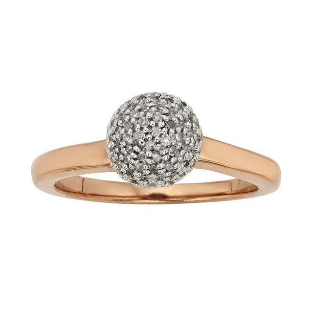 Jewelexcess Pink Rhodium-Plated Sterling Silver 1/4-ct. T.W. Diamond Ball Ring, Womens White Product Image