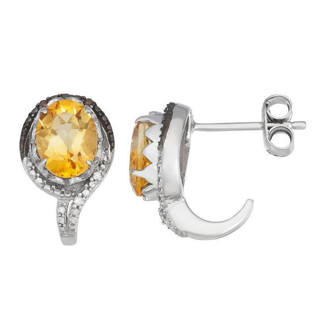 Jewelexcess Sterling Silver Citrine & Diamond Accent Earrings, Womens Product Image