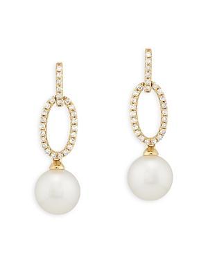 Bloomingdale's 14K Yellow Gold Cultured Freshwater Pearl & Diamond Drop Earrings, 0.17 ct. t.w. - 100% Exclusive - Female Product Image