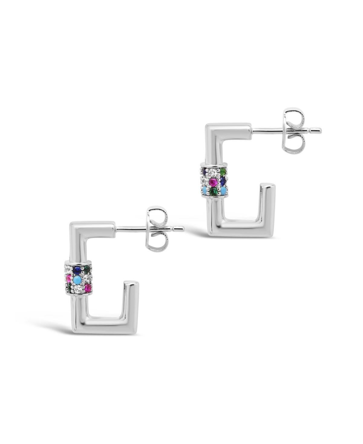 Womens Square Carabiner Clip Huggie Hoop Earrings Product Image