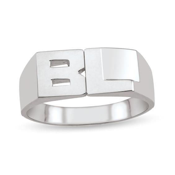 Men's Bold Block Initials Ring (2 Initials) Product Image