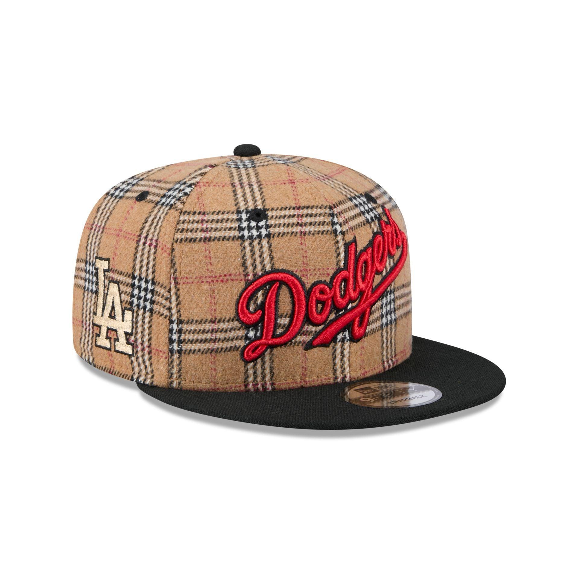 Los Angeles Dodgers Tan Tartan 9FIFTY Snapback Hat Male Product Image