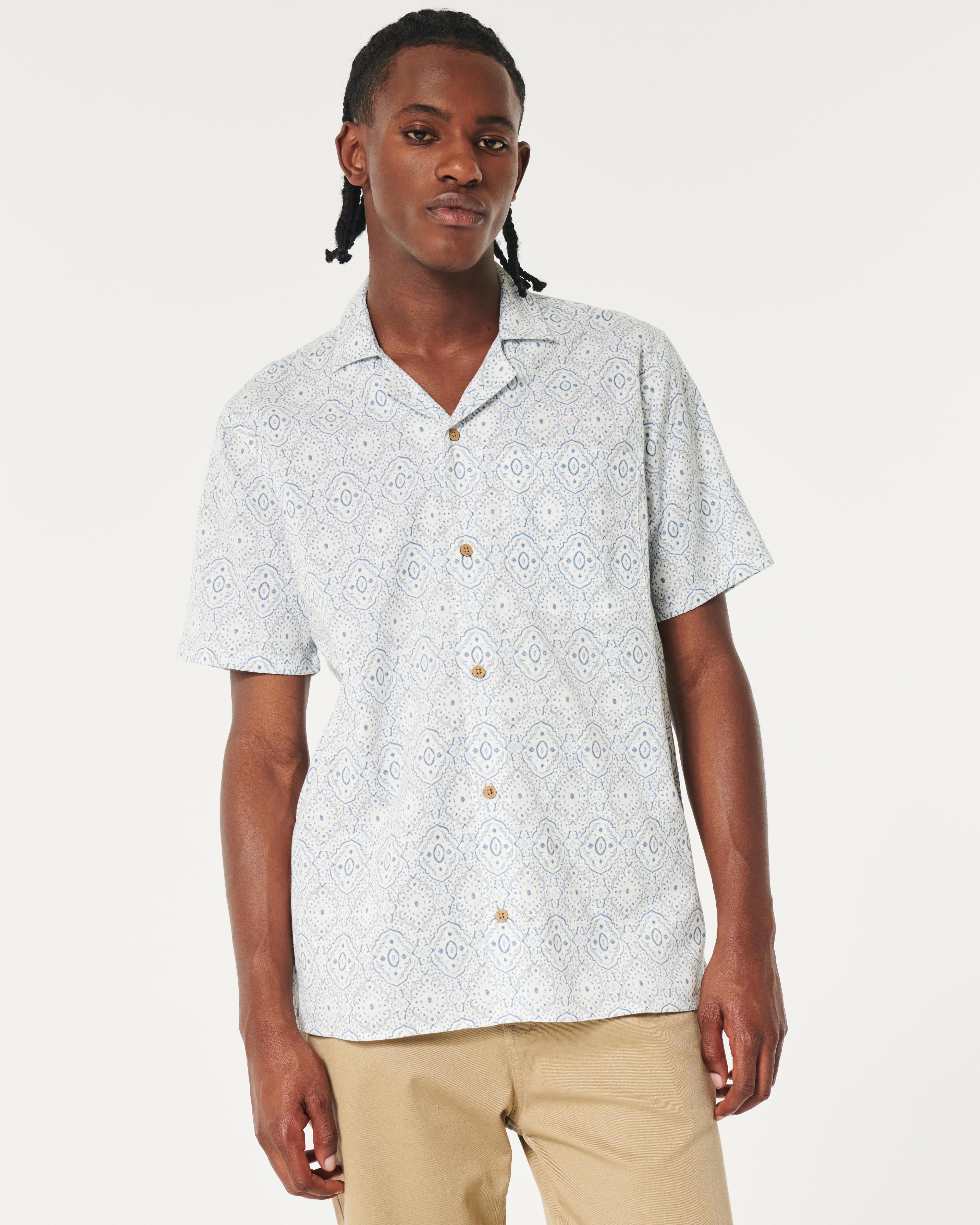 Short-Sleeve Pattern Button-Through Shirt Product Image