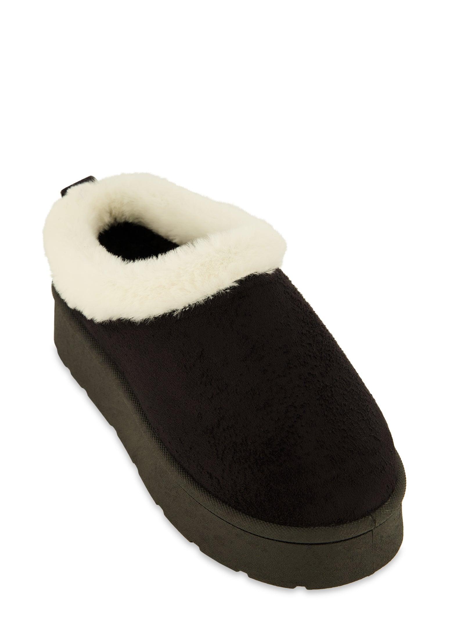 Womens Solid Faux Fur Lined Platform Clogs product image