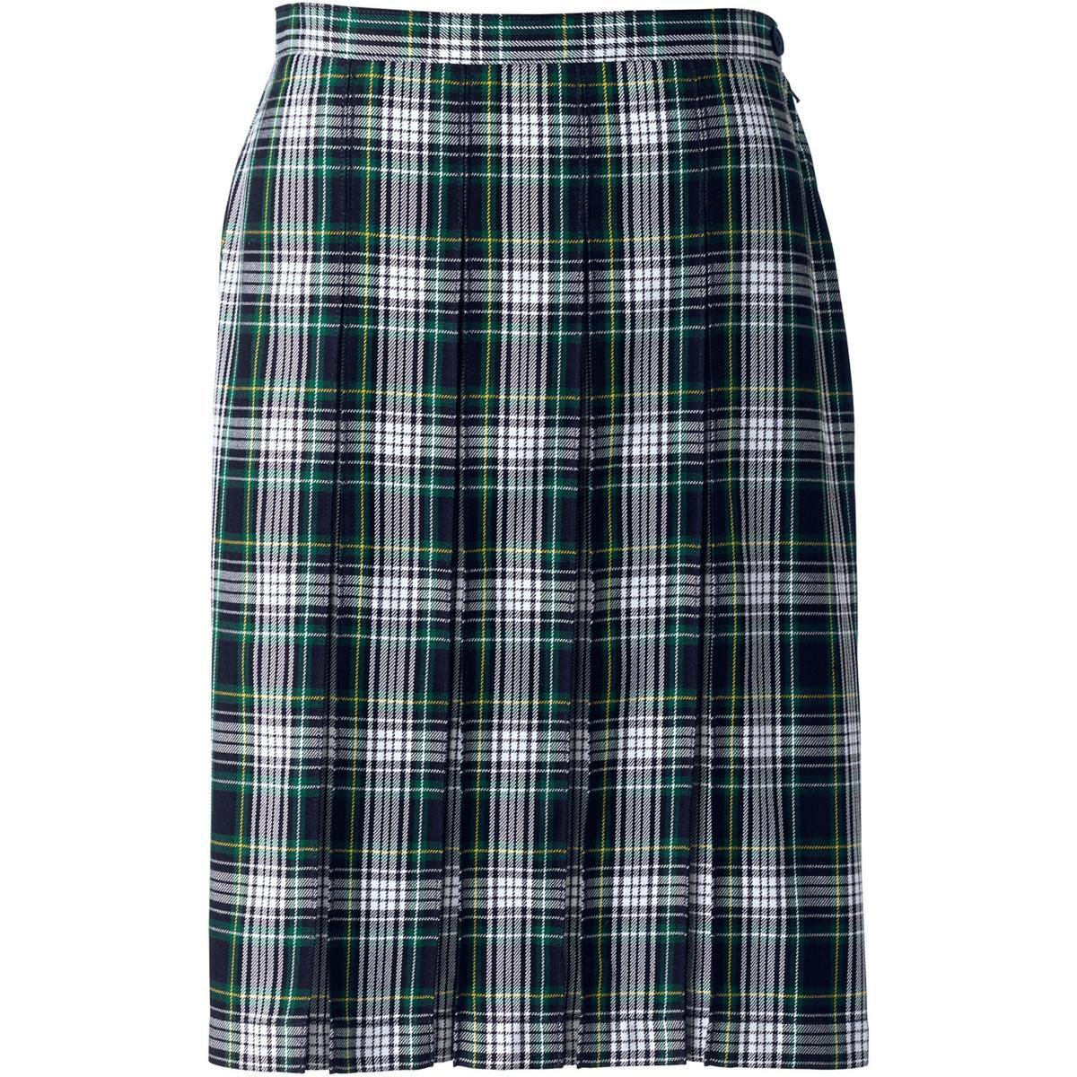 Womens Lands End School Uniform Plaid Box Pleat Skirt Blue Large Plaid Product Image