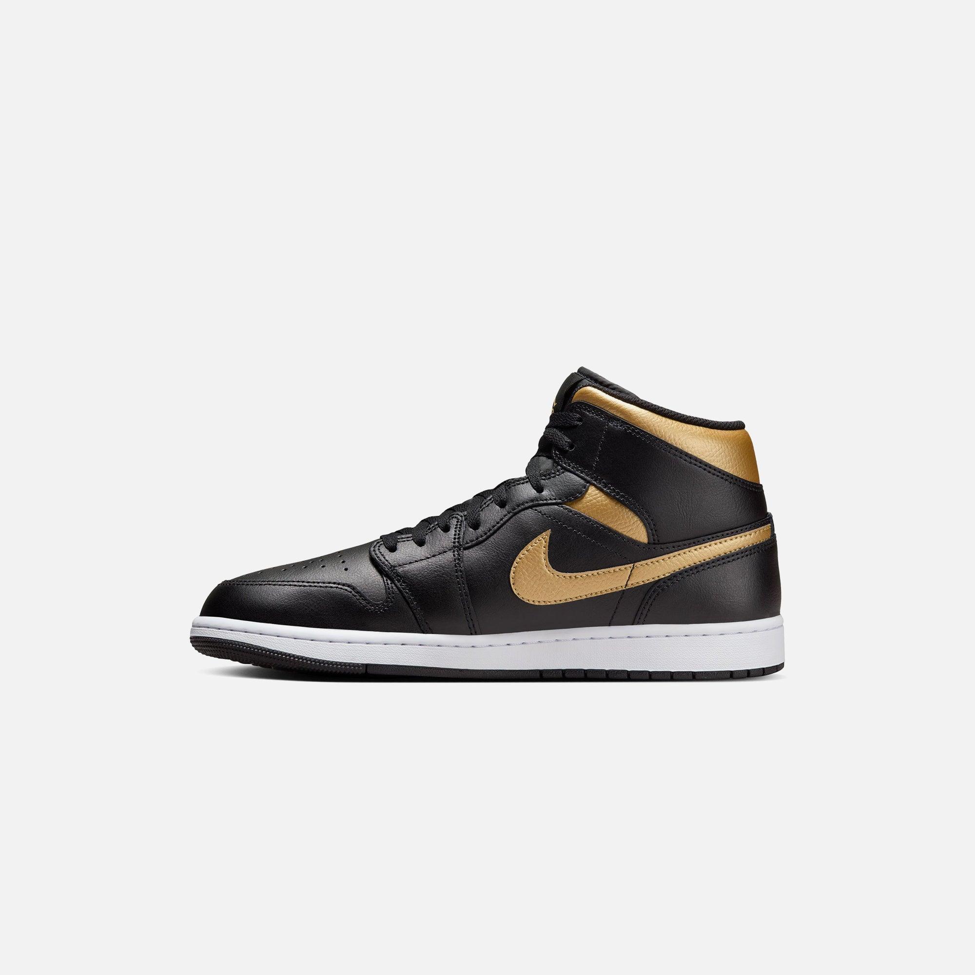 Jordan Air Jordan 1 Mid - Black / Metallic Gold / White Male Product Image