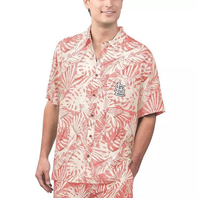 Mens Margaritaville St. Louis Cardinals Monstera Print Party Button-Up Shirt Product Image