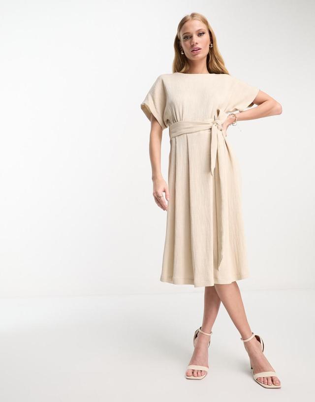 Closet London ribbed midi dress in stone Product Image