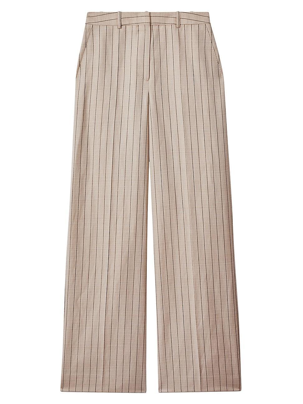 Womens Odette Pinstriped Wide-Leg Pants product image