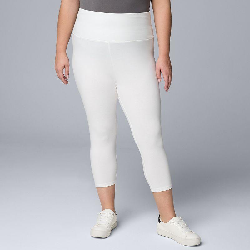 Plus Size Simply Vera Vera Wang High Rise Cotton Shaping Capri Leggings, Womens Product Image