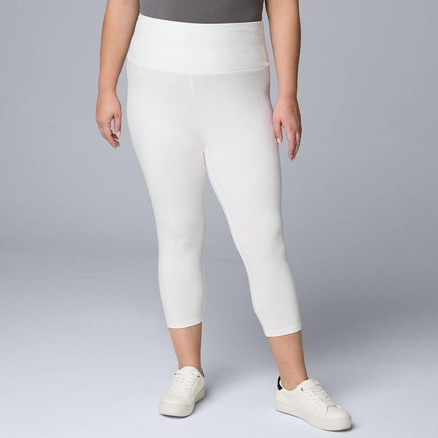 Plus Size Simply Vera Vera Wang High Rise Cotton Shaping Capri Leggings, Womens Product Image