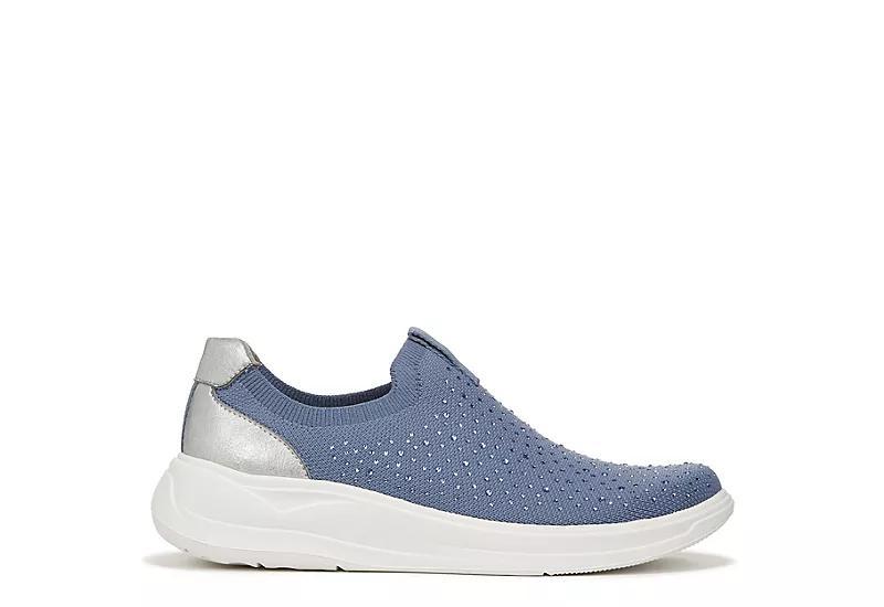 Bzees Twilight Womens Rhinestone Slip-on Sneakers Blue Knit Fabric Product Image